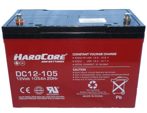 HardCore 12V 105AH Sealed Deep Cycle AGM Moutere Caravans