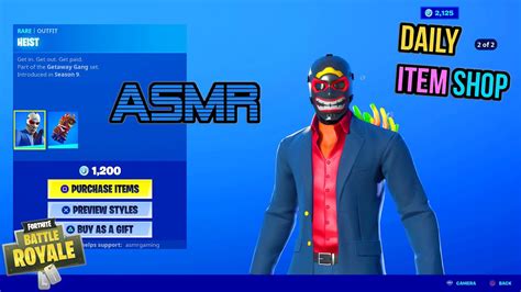 Asmr Fortnite Rare Heist Skin Is Back Daily Item Shop Update 🎮🎧