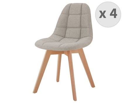 Stella chaise scandinave tissu lin pied hêtre x4 Chaise scandinave