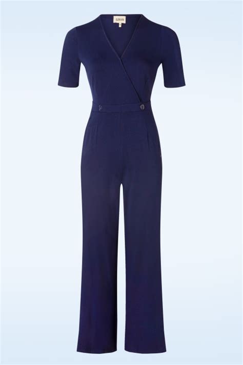 Surkana Abigail Crossover Jumpsuit In Marineblauw Shop Bij Topvintage