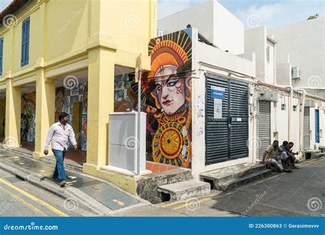 Street Art Paintings on a Walls in Little India Neighbourhood in Singapore Editorial Stock Photo ...