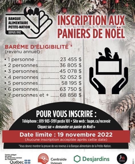 Inscription aux paniers de Noël Notre Dame de la Paix