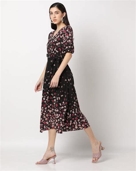 Floral Print Fit And Flare Dress Jiomart