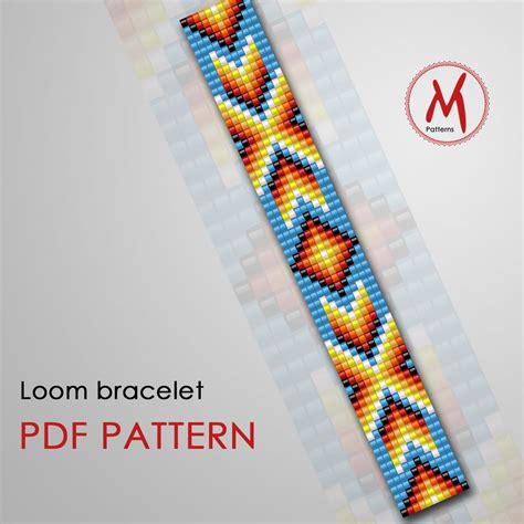 Narrow Indian Loom Bead Pattern For Bracelet Native Etsy