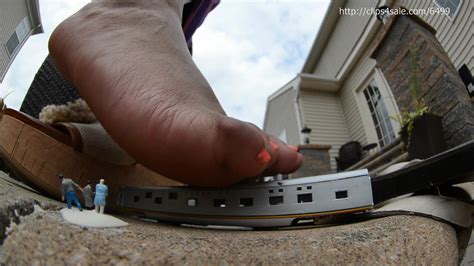 Gigantic Latina Tramples A Tiny Train Flat With Cork Wedges Giantess