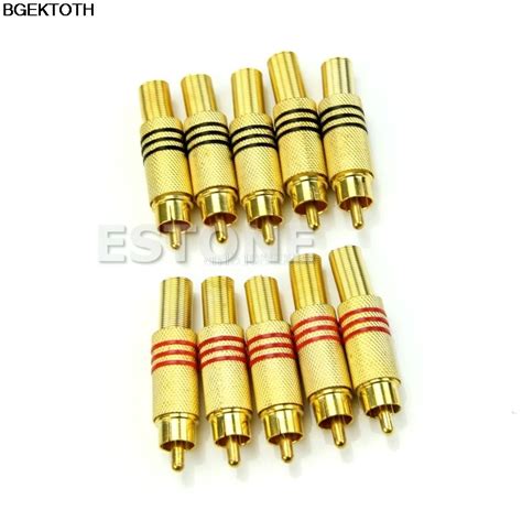 Newest Pcs Gold Plated Rca Plug Audio Male Connector Metal Spring In