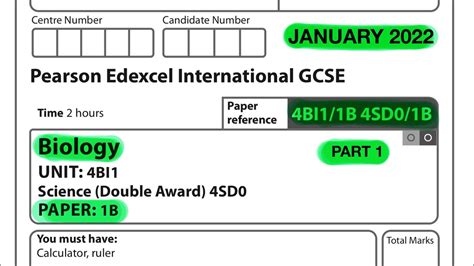 Pearson Edexcel International GCSE Biology Paper 1B January 2022 Part