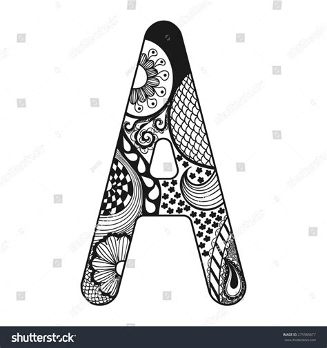 Zentangle Stylized Alphabet Lace Letter Doodle Stock Illustration