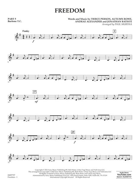 Freedom Arr Paul Murtha Pt5 Baritone Tc By Jon Batiste Sheet