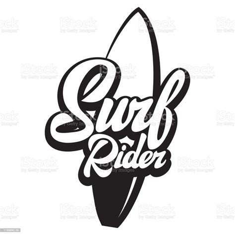 Surf Rider Lettering Poster Surfing Related Tshirt Design Vector