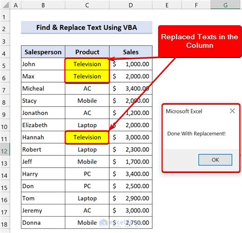 Excel Vba To Find And Replace Text In A Column Methods