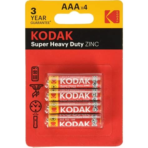 Batterij Aaa R Kodak Zinc Super Heavy Duty Blister Van Stuks Silema