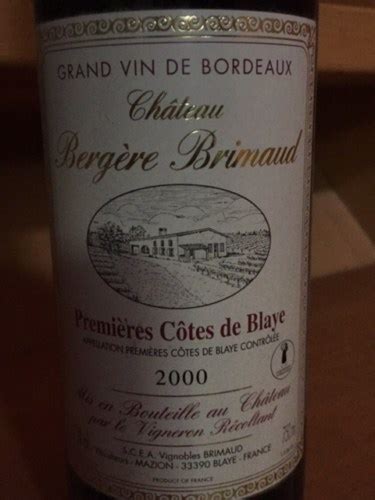 1996 Château Bergere Brimaud Premières Côtes de Blaye Vivino US