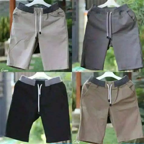 Jual Celana Chino Pendek Pria Mick Pinggang Karet Rip Katun Dewasa