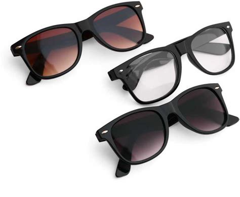 Wayfarer Sunglasses Combo -UV Protection (Black, Brown, Clear) | MalluNews