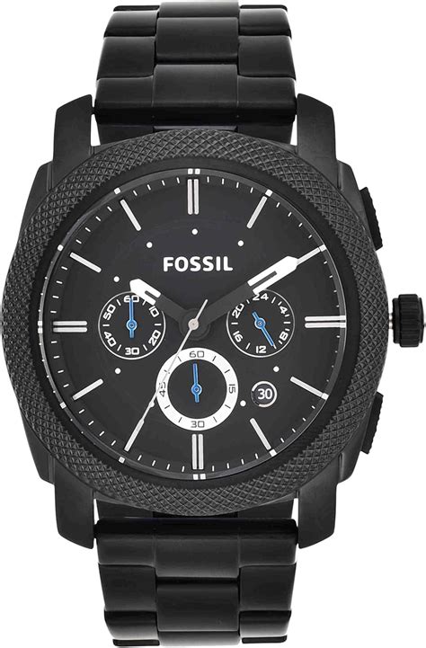 Fossil Mens Machine Quartz Stainless Steel Chronograph Watch Color Black Model