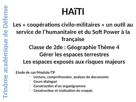 PPT Trinôme académique de Défense Classe de 2de Géographie Thème 4