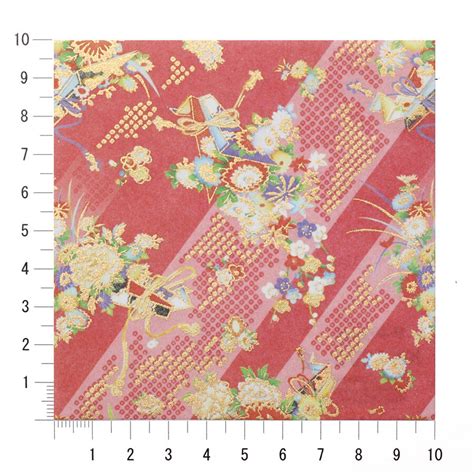 Feuille Papier Japonais YUZEN WASHI Rouge Bouquet De Fleurs Yoi Kaori