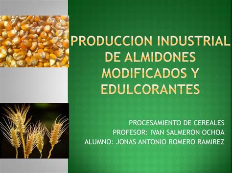 Ppt Produccion Industrial De Almidones Modificados Y Edulcorantes