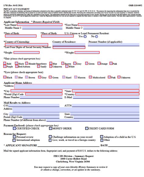 Printable Form For Fbi Background Check Printable Forms Free Online