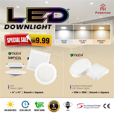 Sirim Led Downlight Round Square W W Led Surface Downlight