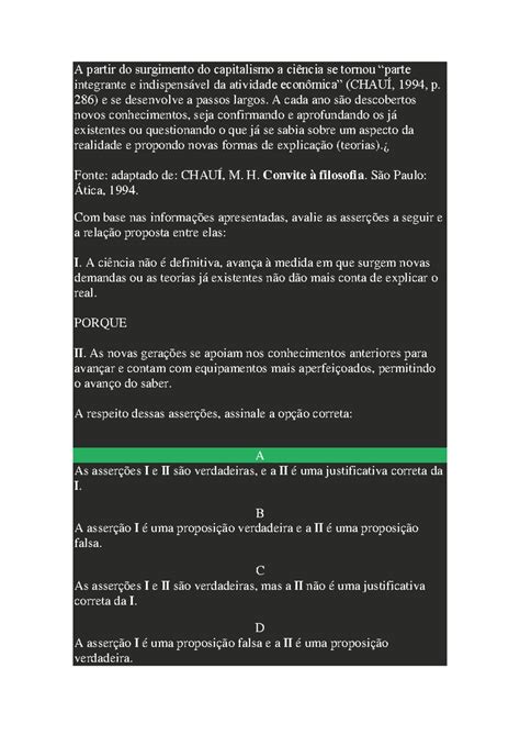 Questão 2 A partir do surgimento do capitalismo a ciência se tornou