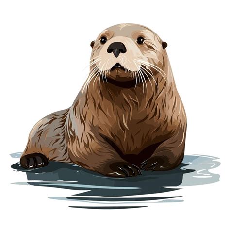 Premium Vector Hand Drawn Solid Color Sea Otter Illustration