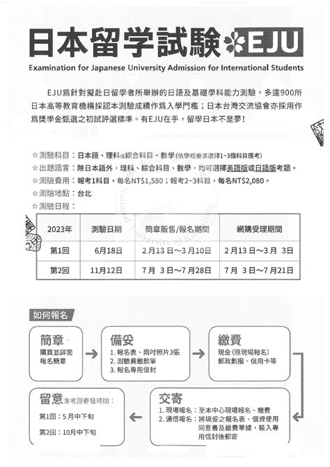 【轉知】112年第1回「日本留學試驗（eju）」開放報名中 國立高雄大學語文中心