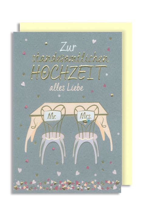 Hochzeit Karte Gru Karte Zur Standesamtlichen Hochzeit Golddruck Mr