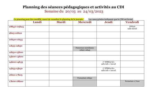 Calaméo Planning Cdi 2022 2023 Sem12