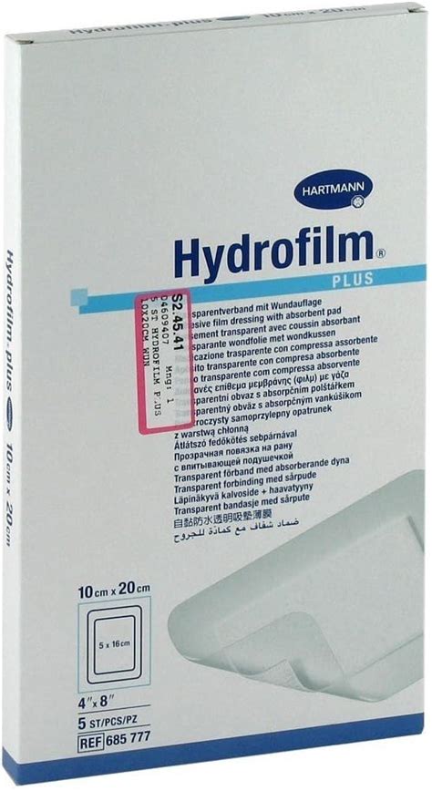 Hartmann Boîte de 5 Hydrofilm Plus Pansement Transparent 10 x 20 cm