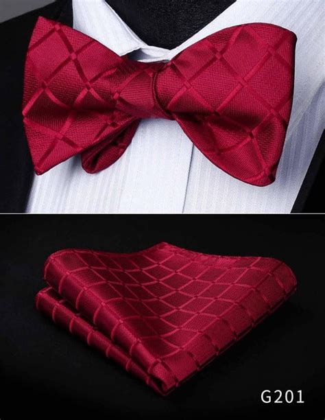 Men Self Bow Tie Pocket Square Classic Party Wedding Fashion Plaid Sol Chicmaxonline