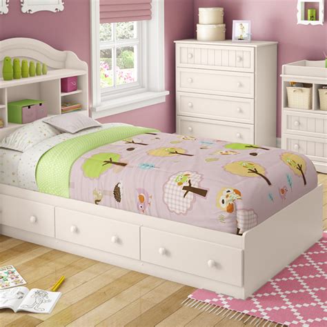 Southshore Savannah Twin Mates Bed In Solid White And Natural Maple Free