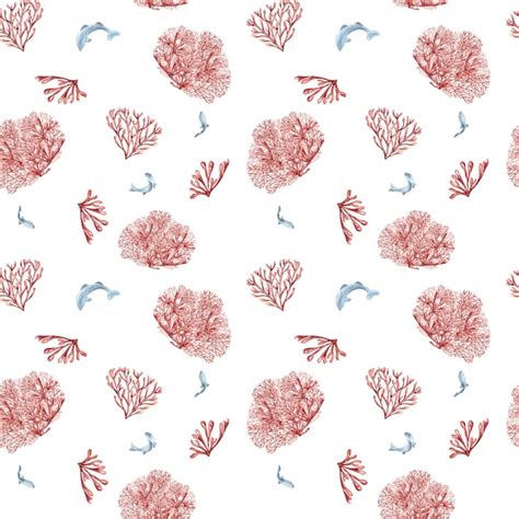 Premium Vector Seamless Pattern Of Sea Plants Coral Watercolor