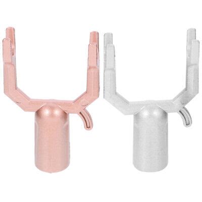 2 Pcs Clothes Rod Fork Pole Heads Replacement Closet Reacher Rose Gold