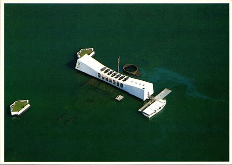 Vintage Continental Size Postcard An Aerial View Of The Uss Arizona