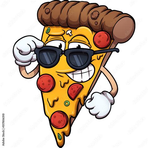 Cool Cartoon Pizza Vector Clip Art Illustration With Simple Gradients