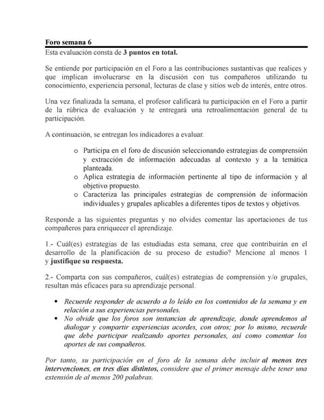 6ta Semana Foro Hda Iacc Foro Semana 6 Esta Evaluación Consta De 3