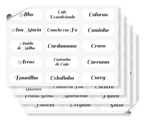 R Tulos Etiquetas Adesivas Potes De Temperos Especiarias