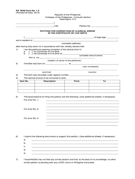 Fillable Online Petition For Correction Of Clerical Error In The