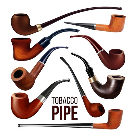 Premium Vector Tobacco Pipes Vintage Wooden Smoke Tool Set