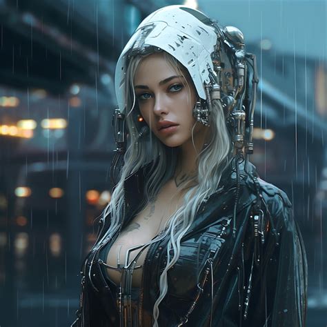 Premium Ai Image Futuristic Sci Fi Beautiful Cyborg Girl With Blonde