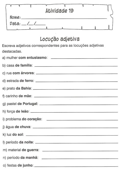 Atividades Sobre Adjetivos E Locuções Adjetivas 5o Ano Com Gabarito Sobre Isso