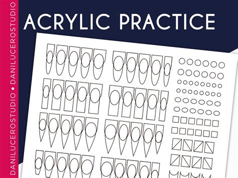 Acrylic Application Practice Sheet Acrylic Practice Template Nail