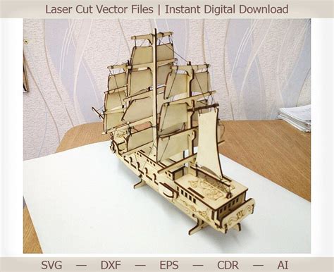 Ship Vector Model Laser Cut Files Laser Cut Laser Cut Etsy