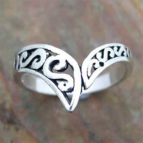 Sterling Silver Filigree V Ring 12mm Transglobal Trading Australian