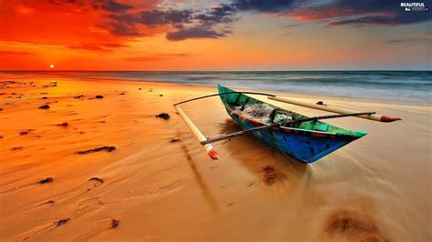 Sand Sea Sun Boat West Beaches Beautiful Views Wallpapers 1920x1080