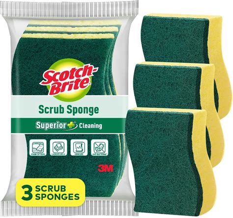 Scotch Brite Scrub Sponge For Utensil Cleaning Kitchen Scrubber With