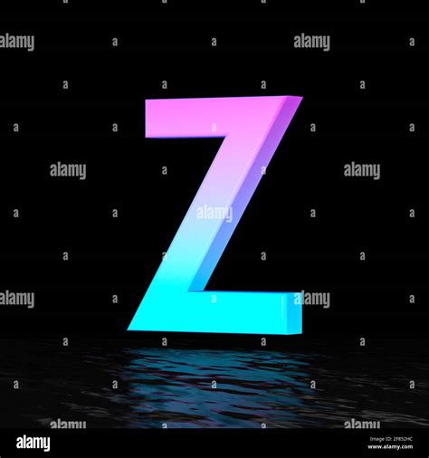 Cyan Magenta Font Letter Z D Render Illustration Isolated On Black