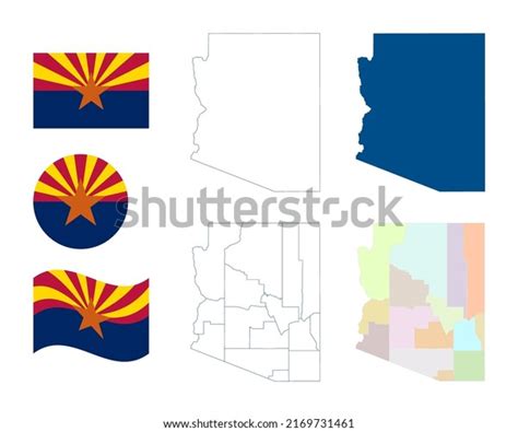 Vektor Stok Arizona Map Detailed Blue Outline Silhouette Tanpa Royalti